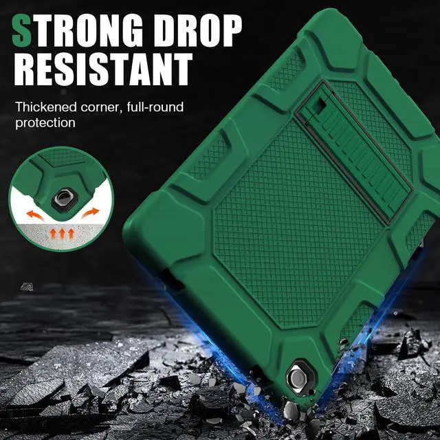Alt view image 4 of 5 - Azzsy Case for Samsung Galaxy Tab A9+/A9 Plus 11 2024 Model (SM-X210/X216/X218), Heavy Duty Shockproof Rugged High Impact Protective Case, Alpine Green