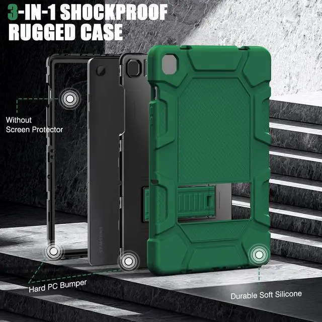 Alt view image 5 of 5 - Azzsy Case for Samsung Galaxy Tab A9+/A9 Plus 11 2024 Model (SM-X210/X216/X218), Heavy Duty Shockproof Rugged High Impact Protective Case, Alpine Green