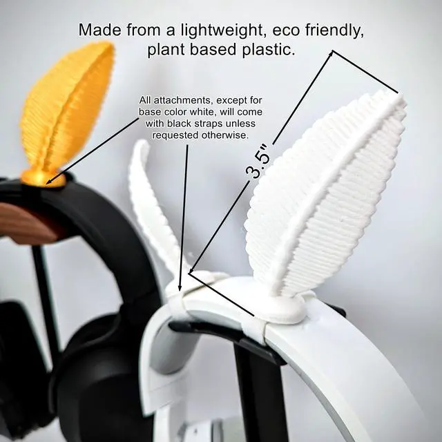 Alt view image 3 of 5 - Moth Antennas Headphone Attachments - Adorable Bug Ears for Headphones in Various colors with Hidden Self Fastener - Moth Antenna for Gamers and Streamers (Sparkle Black)