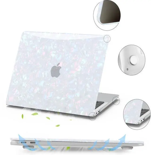 Alt view image 3 of 5 - Anban Compatible with MacBook Pro 13 inch Case M2 M1 2025-2016 A2338 A2251 A2289 A2159 A1989 A1706 A1708, Plastic Hard Shell Case for MacBook Pro 13.3 inch+Keyboard Cover+Screen Protector,Shiny Pearl