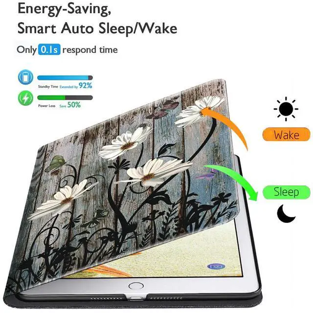 Alt view image 3 of 5 - BFSEROBJ Case for Kindle Fire HD 10 Tablet 10.1" 7th/9th Generation 2017/2019 Release Lightweight Smart Case PU Leather Adjustable Stand Protective Cover with Auto Wake/Sleep - Floral Flower Butterfly