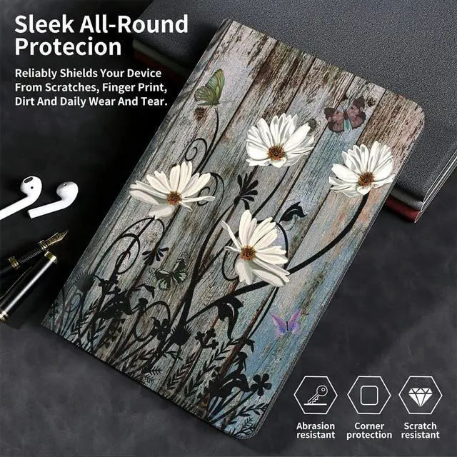 Alt view image 5 of 5 - BFSEROBJ Case for Kindle Fire HD 10 Tablet 10.1" 7th/9th Generation 2017/2019 Release Lightweight Smart Case PU Leather Adjustable Stand Protective Cover with Auto Wake/Sleep - Floral Flower Butterfly