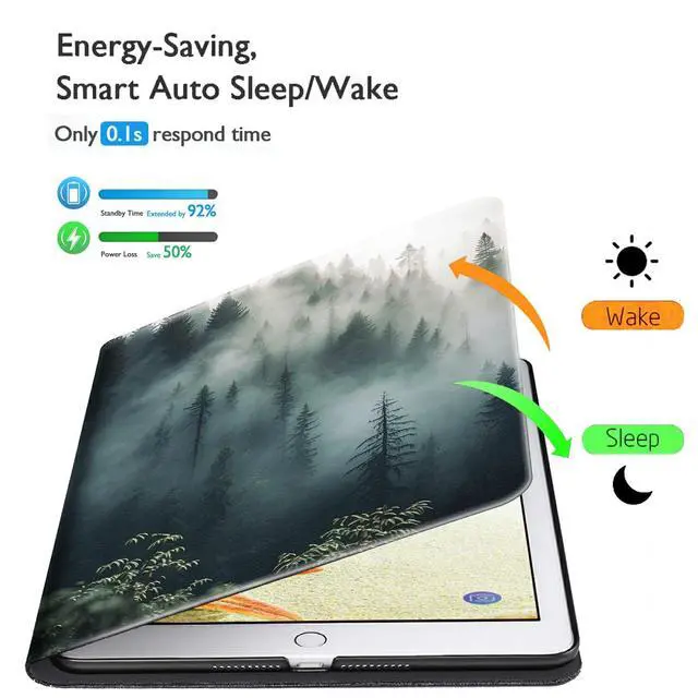 Alt view image 3 of 5 - BFSEROBJ Case for All-New Fire 7 Tablet Case 7" 12th Generation 2022 Release Lightweight Smart Cover PU Leather Adjustable Stand Protective Cover with Auto Wake/Sleep - Forests