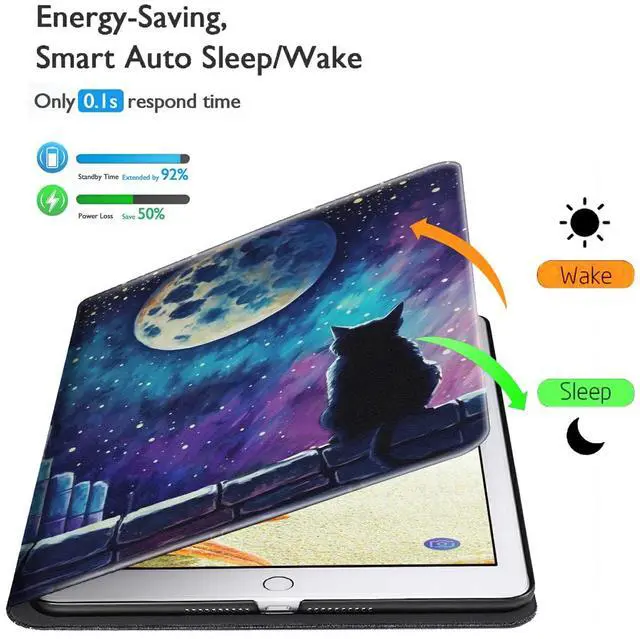 Alt view image 3 of 5 - BFSEROBJ Case for Kindle Fire HD 8 & Fire HD 8 Plus Tablet 10th/12th/14th Generation 2020/2022/2024 Lightweight Smart Case Adjustable Stand Protective Cover with Auto Wake/Sleep - Galaxy Nebula Cat