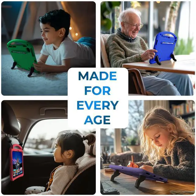 Alt view image 5 of 5 - Bam Bino Space Suit Rugged Kids Case for Apple iPad Pro 13 M4, iPad Air 13 M2/M3 (2024/2025) Case for Kids with Built-in Screen Protector, Handle, Stand, Pencil Holder, Shoulder Strap (Galactic Blue)