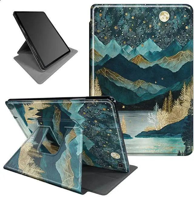 Main image of BFSEROBJ Case for Kindle Fire HD 8 & Fire HD 8 Plus Tablet 10th/12th/14th Generation 2020/2022/2024 360 Rotating Degree Stand Lightweight Protective Smart Cover with Auto Wake/Sleep - Mountains