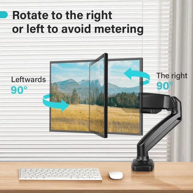 Alt view image 5 of 5 - BFTOU Black Single Monitor Arm Adjustable Stand Monitor Mount up to 32 inches and 17.6 lbs,Computer Desk Mount with Clamp and Grommet Base