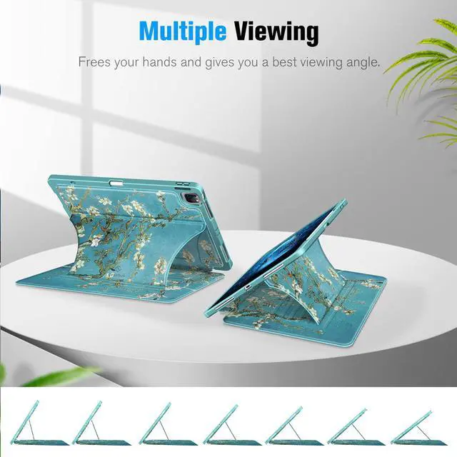 Alt view image 4 of 5 - CaseBot Magnetic Case for iPad Pro 12.9-inch 6th Generation 2022, Multiple Angle Shockproof Rugged Stand Case, Soft TPU Back Cover w/Pencil Holder, Also Fit iPad Pro 12.9" 5th/4th/3rd Gen, Blossom