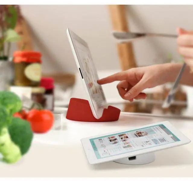 Alt view image 4 of 5 - Bosign Silicone Kitchen Tablet Stand for iPad/Tablet PC, Red