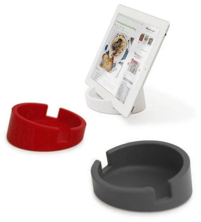 Alt view image 3 of 5 - Bosign Silicone Kitchen Tablet Stand for iPad/Tablet PC, Red
