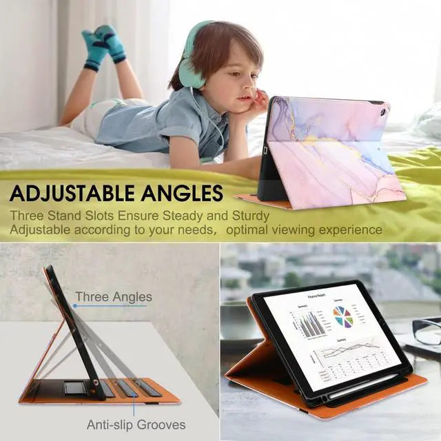 Alt view image 2 of 5 - for iPad 6th/ 5th Generation Cases, iPad Air 2/ Air Case, for iPad 9.7 Inch Case 2018/2017 with Pencil Holder, Auto Sleep/Wake, Multiple Viewing Angles - A1893 / A1954 / A1822 / A1823,Pink Cloud