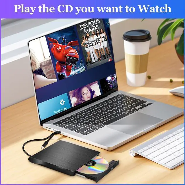 Alt view image 4 of 5 - External DVD Drive with Protective Carrying Case,USB 3.0 Type C Portable CD/DVD +/-RW Disk Drive DVD Player for Laptop CD/DVD ROM Burner Reader