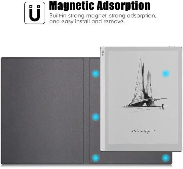 Alt view image 4 of 5 - BOZHUORUI Magnetic Case for Onyx Boox Go 10.3 Tablet (2024 Released) - Ultrathin Lightweight Book Folio Cover with Auto Sleep/Wake (Mint Green)