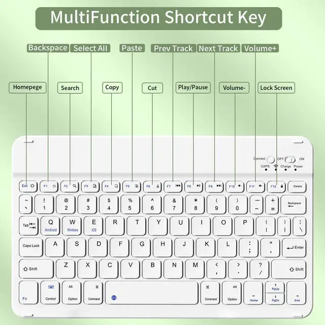 Alt view image 5 of 5 - aoub Keyboard Case for iPad (A16) 11th Gen 11 Inch 2025, iPad 10th Generation 10.9 inch 2022 with Pencil Holder, Stand Folio Detachable Wireless Bluetooth Rechargeable Keyboard, Light Green
