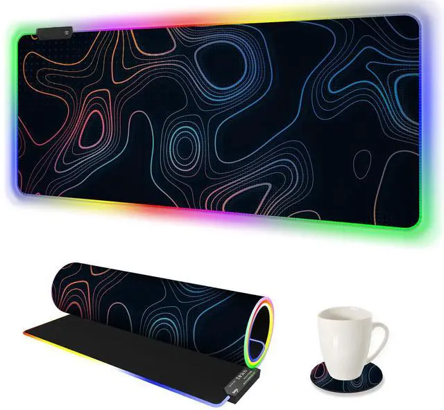 Main image of ARTSO RGB Gaming Mouse Pad, Large Extended Soft Led Mouse Pad with 14 Lighting Modes 2 Brightness, Water Resist Keyboard Pad, Computer Mousepads Mat 35.4x15.7inch, Colorful Abstract Lines