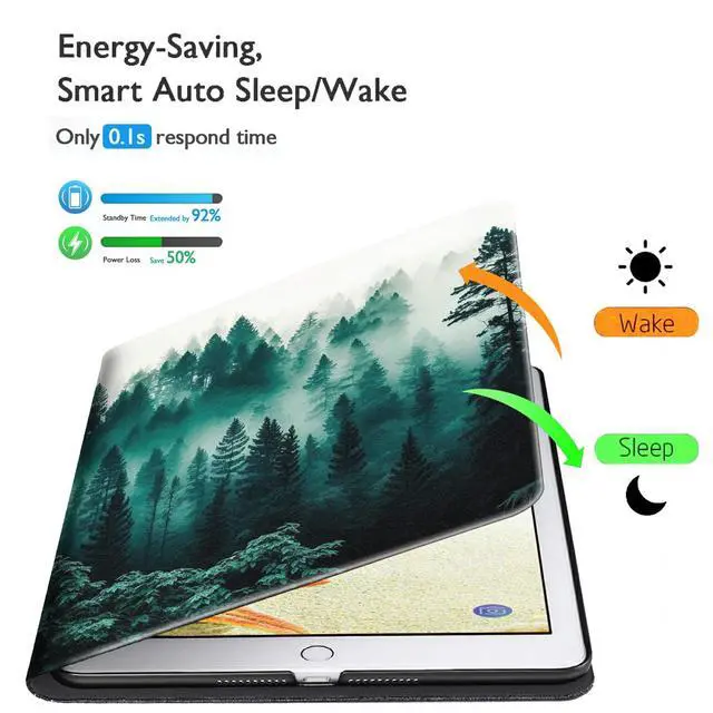 Alt view image 3 of 5 - Case for All-New Kindle 11th/12th Generation 6 inch 2024/2022 Release Lightweight Smart Case Adjustable Stand Protective Cover with Auto Wake/Sleep Tablet Cover - Green Forest