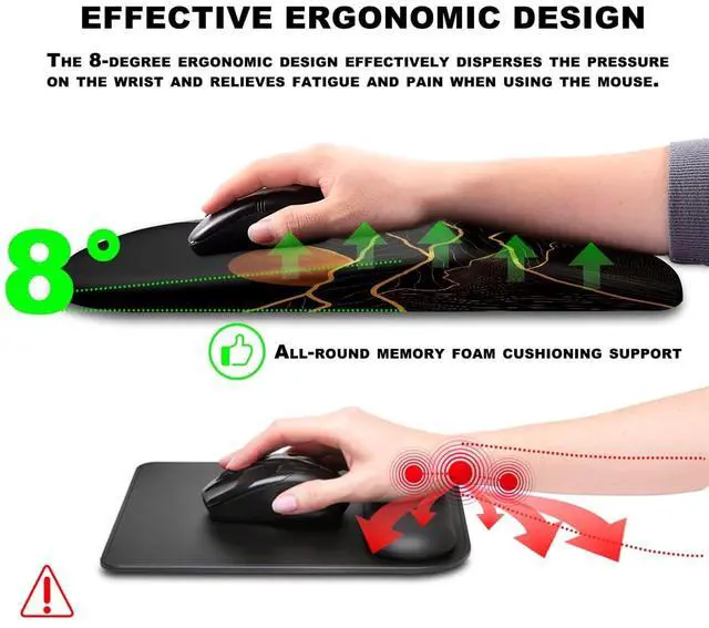 Alt view image 5 of 5 - KUOSGM Mouse Pad Wrist Support, Ergonomic Mouse Pad with Massage Dot, Comfortable Computer Mouse Pad for Laptop, Wrist Rest Pain Relief Mousepad with Non-Slip PU Base for Office & Home, 12 x 8 in