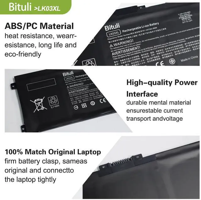 Alt view image 3 of 5 - Bituli LK03XL L09281-855 916814-855 Battery for HP Envy X360 Convertible 15-bp0xx 15-bq0xx 15-cn0xxx 15m-cp0xxx 17-ae0xx 17-bw0xxx Rechargeable LKO3XL LK03048XL 55.8Wh 4835mAh 11.55V