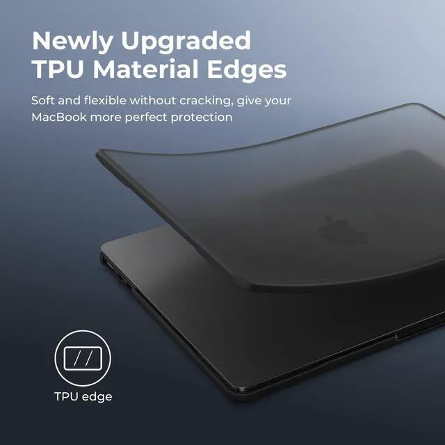 Alt view image 5 of 5 - BlueSwan Anti-Cracking Hard Shell Case Compatible with MacBook Pro 14-inch 2025 2024-2021 Release M4 M3 M2 M1 Pro/Max Chip, Anti-Fingerprint Soft TPU Bumper, Frosted Black