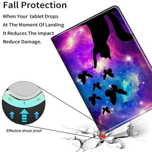 Alt view image 3 of 5 - Case for  Fire HD 10 Tablet (Only 11th Generation, 2021 Release), PU Leather Folding Smart Stand Cover with Auto Sleep Wake Feature Folio Case for New Fire HD 10.1",Galaxy Butterfly Cat