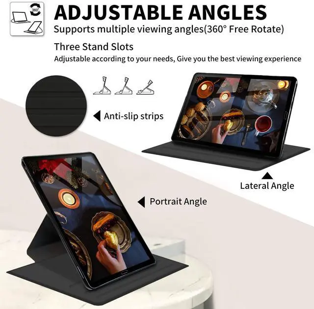 Alt view image 4 of 5 - Case for All-New  Fire HD 10 & Fire HD 10 Plus Tablet (11th Generation 2021 Release) 360 Degree Rotating Swivel Stand PU Leather Cover with Auto Wake Sleep, Vintage American Flag