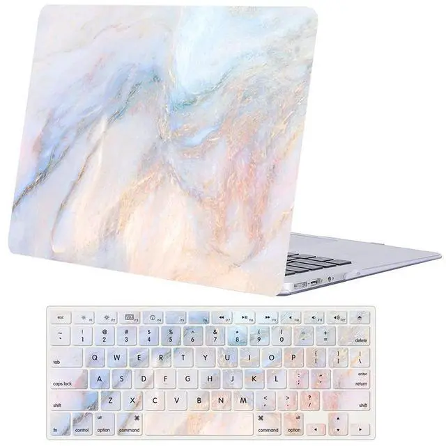 Main image of Case Compatible with MacBook Pro 15 inch 2019 2018 2017 2016 Release A1990 A1707, Plastic Hard Shell Cover & Keyboard Protector Compatible with Mac Pro 15 with Touch Bar - Pink Blue Marble
