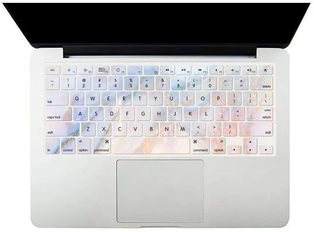 Alt view image 4 of 5 - Case Compatible with MacBook Pro 15 inch 2019 2018 2017 2016 Release A1990 A1707, Plastic Hard Shell Cover & Keyboard Protector Compatible with Mac Pro 15 with Touch Bar - Pink Blue Marble