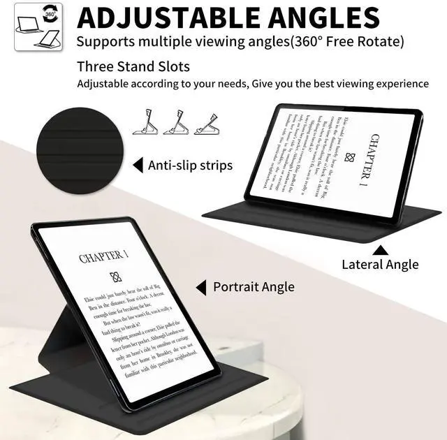 Alt view image 3 of 5 - Case for  6.8" Kindle Paperwhite(11th Generation 2021 Release) 360 Degree Rotating Swivel Stand PU Leather Cover with Auto Wake Sleep, Plank Sunflower