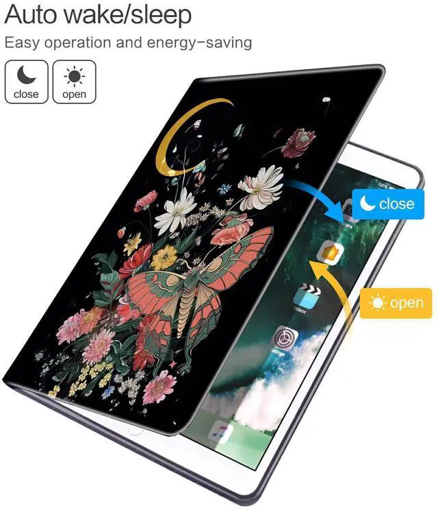 Alt view image 3 of 5 - Case for  Fire HD 10 Tablet (Only 11th Generation, 2021 Release), PU Leather Folding Smart Stand Cover with Auto Sleep Wake Feature Folio Case for New Fire HD 10.1",Aesthetic Butterfly Floral