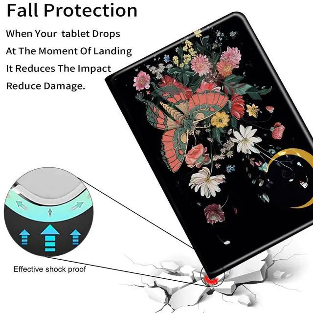 Alt view image 4 of 5 - Case for  Fire HD 10 Tablet (Only 11th Generation, 2021 Release), PU Leather Folding Smart Stand Cover with Auto Sleep Wake Feature Folio Case for New Fire HD 10.1",Aesthetic Butterfly Floral