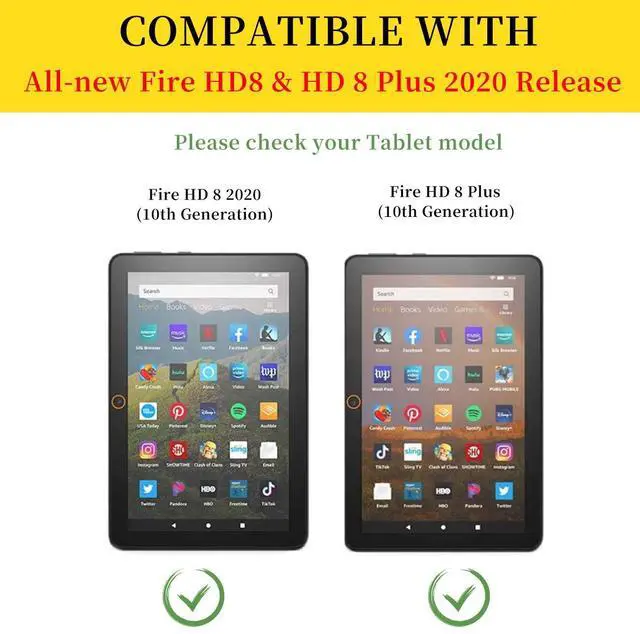 Alt view image 2 of 5 - BVDIKMI Case for Fire HD 8 and HD 8 Plus Tablet (10th Generation 2020 Release), Slim PU Leather Cover with Auto Sleep Wake Feature Folio Case for All-New  Fire HD 8,Galaxy Butterfly Cat