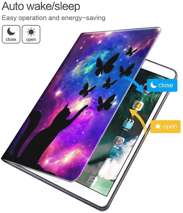 Alt view image 3 of 5 - BVDIKMI Case for Fire HD 8 and HD 8 Plus Tablet (10th Generation 2020 Release), Slim PU Leather Cover with Auto Sleep Wake Feature Folio Case for All-New  Fire HD 8,Galaxy Butterfly Cat