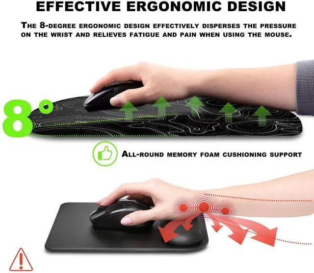 Alt view image 5 of 5 - KUOSGM Ergonomic Mouse Pad with Massage Dot, Comfortable Computer Mouse Pad for Laptop, Wrist Rest Pain Relief, Non-Slip PU Base, Black, 12 x 8 in