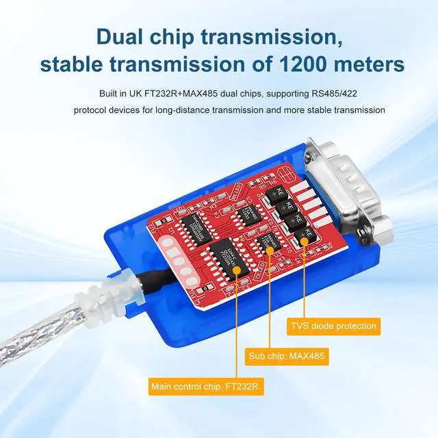 Alt view image 5 of 5 - Buacoz USB to RS485 RS422 Converter Cable,(16.4 Feet) with FT232 Chip Industrial Adapter 9-pin Serial Port Connector Supports Win9 8 7/XP/ista/Mac/Linux