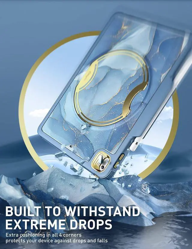 Alt view image 3 of 5 - Clayco Nebula Case for iPad 9th/8th/7th Generation Case 10.2 Inch 2021/2020/2019, Multi-Angle Viewing Full Body Stand Cover for iPad 10.2" with Built-in Screen Protector & Pencil Holder, Ocean