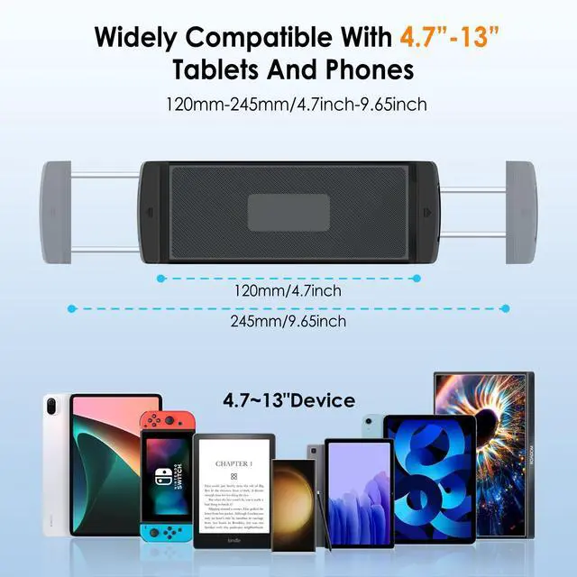 Alt view image 5 of 5 - Aluminium Tablet Mount Clamp for Spin Bike, Stationary Bicycle, Treadmill, Stroller Indoor Bike, Peloton, Elliptical - Compatible with 4-13" Tablet, iPad Pro, Air, Mini, Galaxy Tab