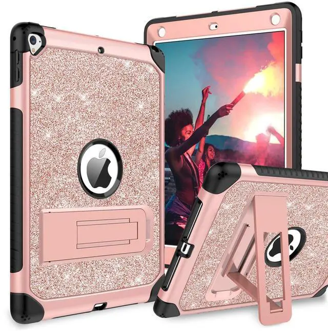 Main image of BENTOBEN for Case for iPad Air 2/iPad 9.7 2017/2018/Pro 9.7, iPad 5th/6th Generation Case, Glitter 3Layer Full Body Protective Shockproof Girls Women Kids Tablet Cover, Rose Gold