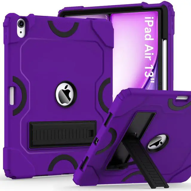 Main image of Cantis Case for iPad Air 13 Inch (M3) 2025/ for iPad Air 13-inch (M2) 2024 with Pencil Holder, Heavy Duty Shockproof Case for i Pad Air 13" Supports Pencil Pro and Pencil (USB-C), Dark Purple+Black