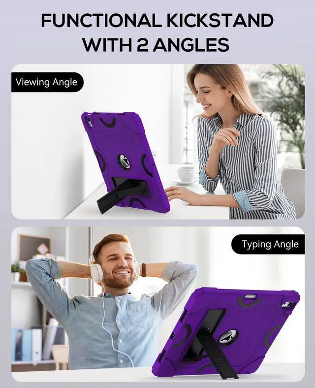 Alt view image 3 of 5 - Cantis Case for iPad Air 13 Inch (M3) 2025/ for iPad Air 13-inch (M2) 2024 with Pencil Holder, Heavy Duty Shockproof Case for i Pad Air 13" Supports Pencil Pro and Pencil (USB-C), Dark Purple+Black
