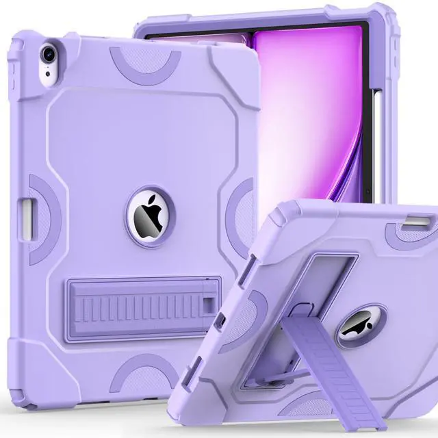 Main image of Cantis Case for iPad Air 13 Inch (M3) 2025/ for iPad Air 13-inch (M2) 2024 with Pencil Holder, Heavy Duty Shockproof Case for i Pad Air 13" Supports Pencil Pro and Pencil (USB-C), Purple+Purple