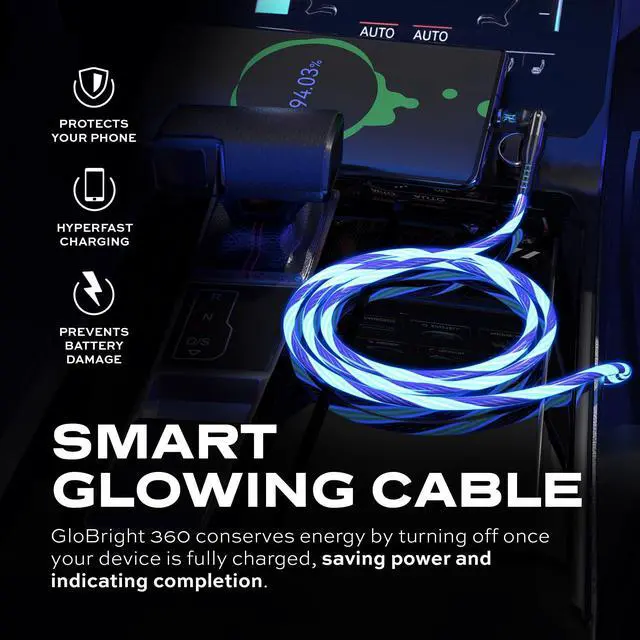 Alt view image 5 of 5 - Statik GloBright 360 Magnetic Charging Cable, Light Up Charging Cable, Magnetic USB C Charging Cable, LED Charging Cable, Magnetic Charger Cable, Glowing Light Up Phone Charger Cord 6FT 3-Pack