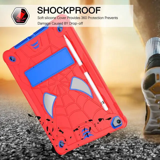 Alt view image 4 of 5 - BENTOBEN for iPad 9th Generation Case, iPad 8th/7th Generation Case, iPad 10.2 2021/2020/2019 Case, Heavy Duty Rugged Shockproof Protective Cover with Stand Pen Holder Children Boys, Bright Red