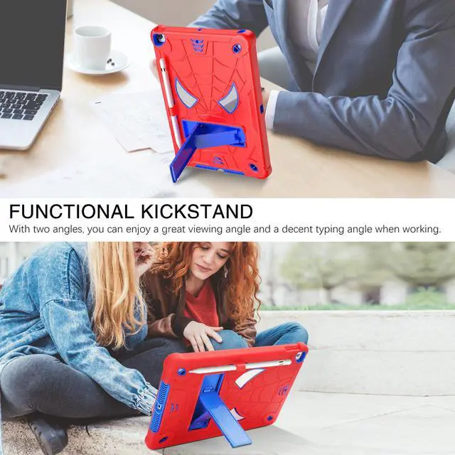 Alt view image 5 of 5 - BENTOBEN for iPad 9th Generation Case, iPad 8th/7th Generation Case, iPad 10.2 2021/2020/2019 Case, Heavy Duty Rugged Shockproof Protective Cover with Stand Pen Holder Children Boys, Bright Red