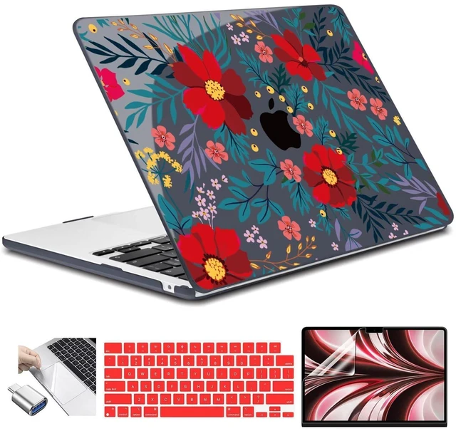Coque Rigide MOSISO Pour MacBook Air 13" M4 M3 M2 (2022-2025) - Modèles A3240 A3113 A2681 - Avec Protège-écran Et Protège-clavier - Motif Fleurs - 8
