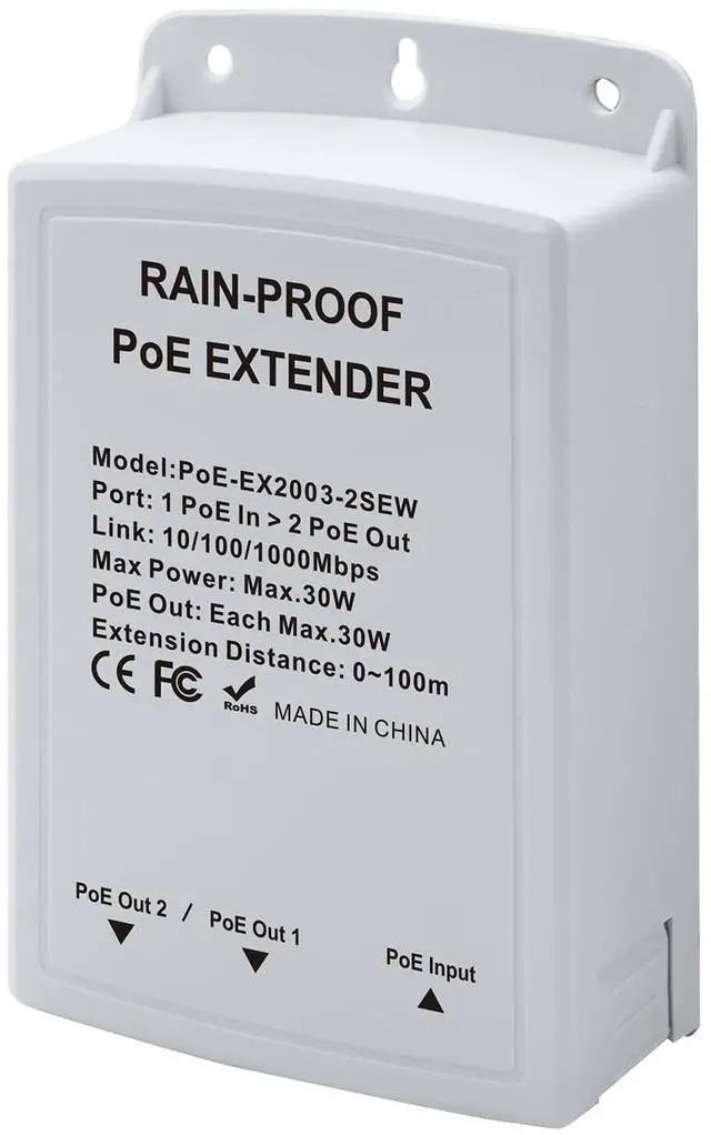 Main image of CENTROPOWER 2-Port Gigabit Outdoor PoE Switch/Extender 10/100/1000Mbps, 30W 48V  IEEE 802.3af/at, PoE Repeater for Long-Range Ethernet Network Expansion