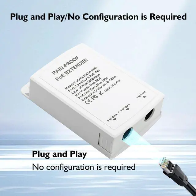 Alt view image 5 of 5 - CENTROPOWER 2-Port Gigabit Outdoor PoE Switch/Extender 10/100/1000Mbps, 30W 48V  IEEE 802.3af/at, PoE Repeater for Long-Range Ethernet Network Expansion