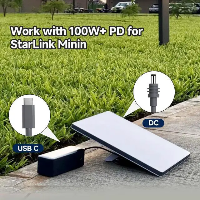 Alt view image 3 of 5 - 10FT StarLink Mini Power Cable, 100W USB C to DC Cable for StarLink Mini, Waterproof | Work with 65W+ PD | 20V 5A (USB C to DC Cable, 10 FT)