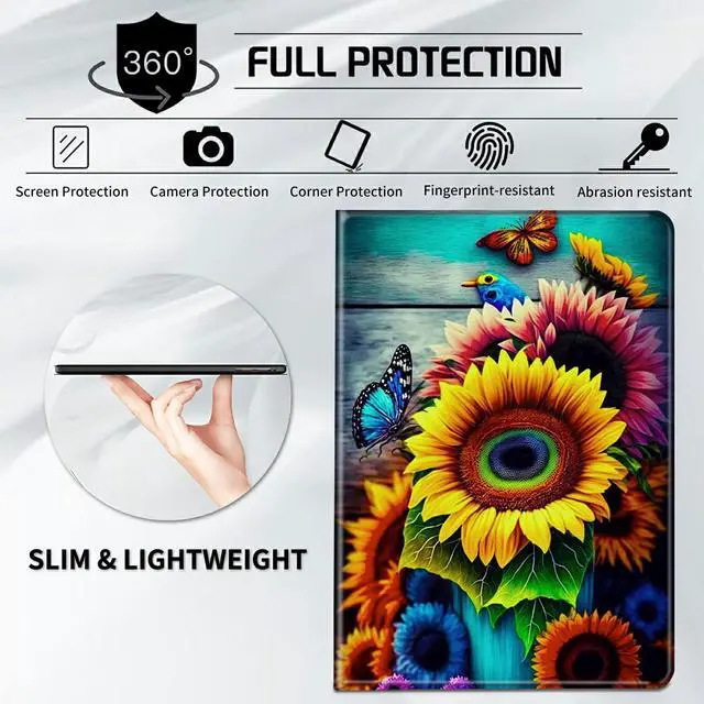 Alt view image 5 of 5 - CGFGHHUY Case for All-New Kindle Fire HD 10 & 10 Plus Tablet 11th Generation 2021 Release 10.1 inch Lightweight Protective PU Leather Smart Stand Cover with Auto Wake Sleep - Sunflower Butterfly