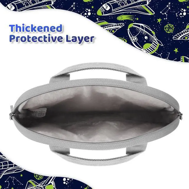 Alt view image 4 of 5 - Choco Mocha Kids Tablet Sleeve Bag for Boys, 10 Inch Tablet Carrying Case for Fire 7, Fire HD 8 Tablet, Kindle Kids Edition, iPad,Toddler Tablet Bag,Space Plane Blue