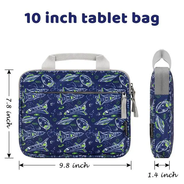 Alt view image 5 of 5 - Choco Mocha Kids Tablet Sleeve Bag for Boys, 10 Inch Tablet Carrying Case for Fire 7, Fire HD 8 Tablet, Kindle Kids Edition, iPad,Toddler Tablet Bag,Space Plane Blue